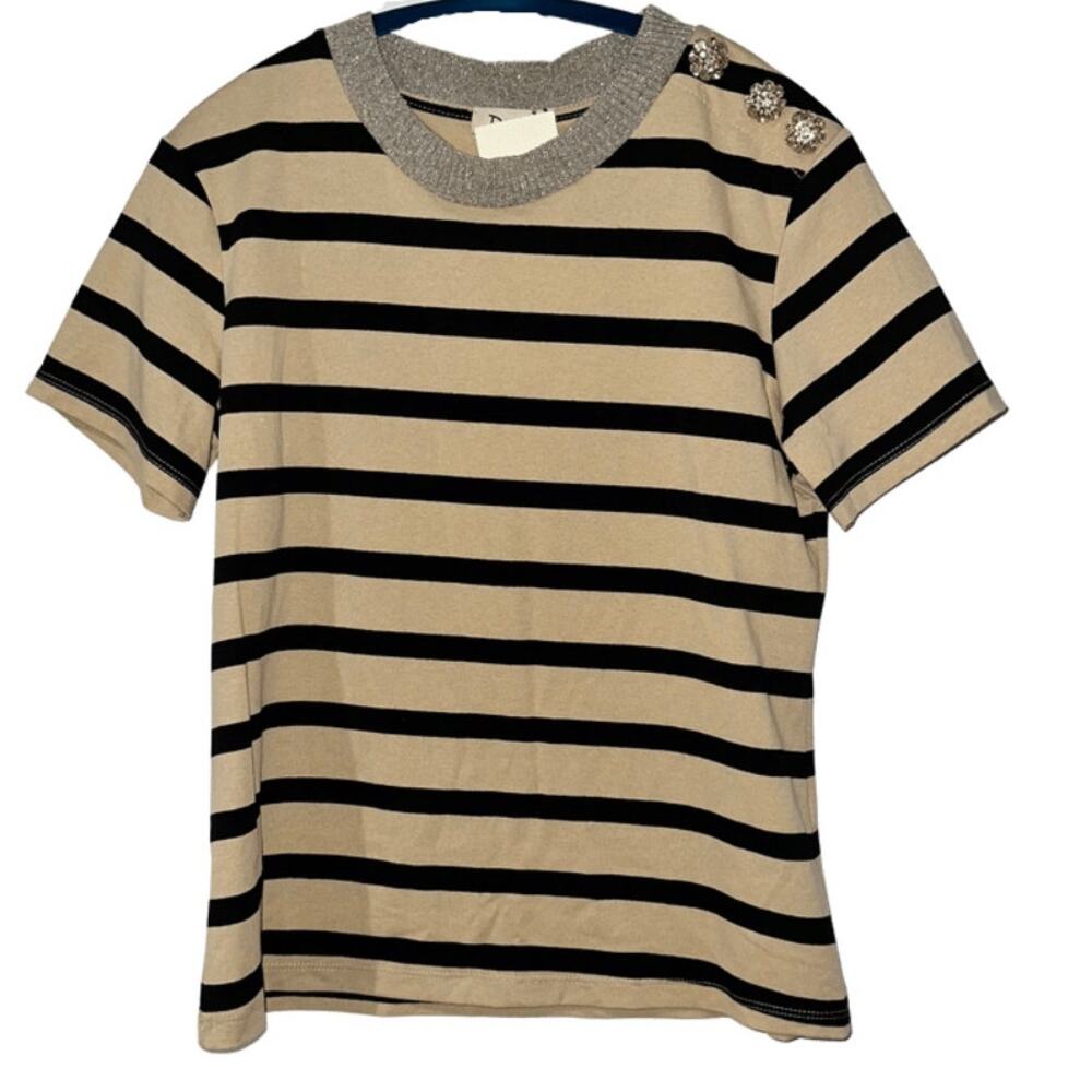 DIXIE Light Brown Black StripedTop Small